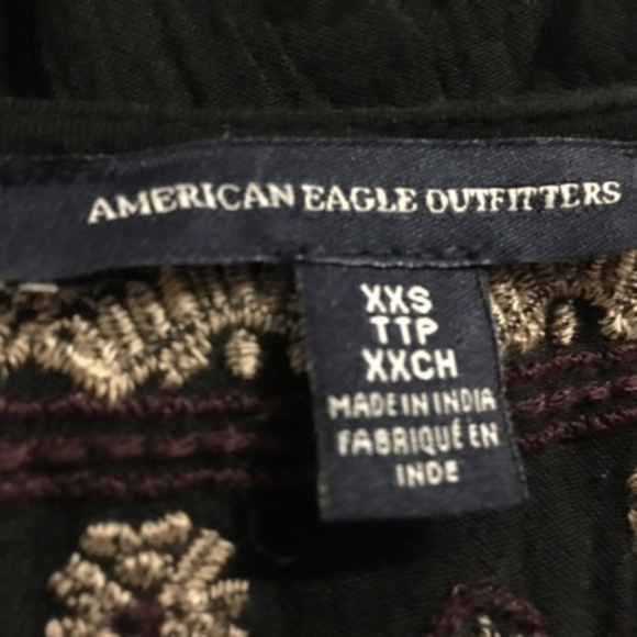 *3/$15 AEO Black Long Sleeve Embroidered Boho Dress - Picture 7 of 8